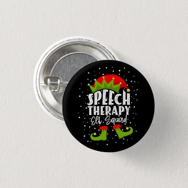 Speech Therapy Elf Squad Christmas SLP Therapist 1 Inch Round Button (Front & Back)