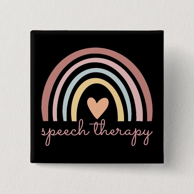 Speech Therapy I - Boho Rainbow 2 Inch Square Button (Front)