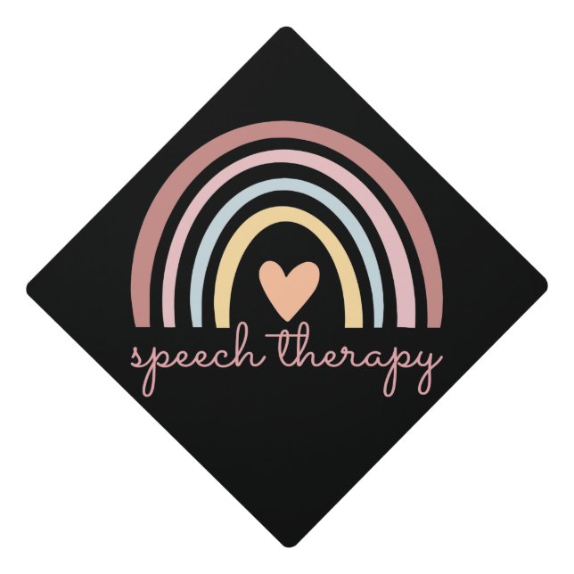 Speech Therapy I - Boho Rainbow Graduation Cap Topper (Front)