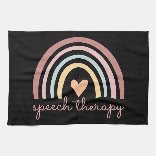 Speech Therapy I - Boho Rainbow Kitchen Towel (Horizontal)
