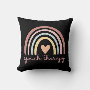 Speech Therapy I - Boho Rainbow Throw Pillow