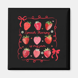 Speech Therapy Is My Jam Strawberry Bow Slp Speech Magnet