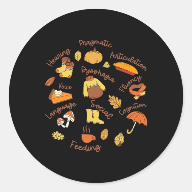 Speech Therapy Language Pathology Thanksgiving Slp Classic Round Sticker (Front)
