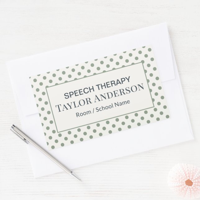 Speech Therapy Room Name Sticker Soft Sage Dots (Envelope)