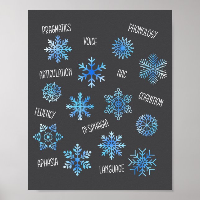 Speech Therapy Snowflake Winter Vocabulary Theme F Poster (Front)