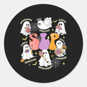 Speech Therapy Spooky Slp Halloween Cute Ghost Classic Round Sticker
