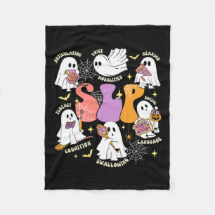 Speech Therapy Spooky Slp Halloween Cute Ghost Fleece Blanket