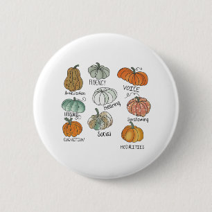 Speech Therapy Squad Pumpkin Fall Halloween Thanks 2 Inch Round Button