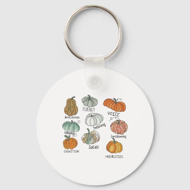 Speech Therapy Squad Pumpkin Fall Halloween Thanks Keychain (Front)
