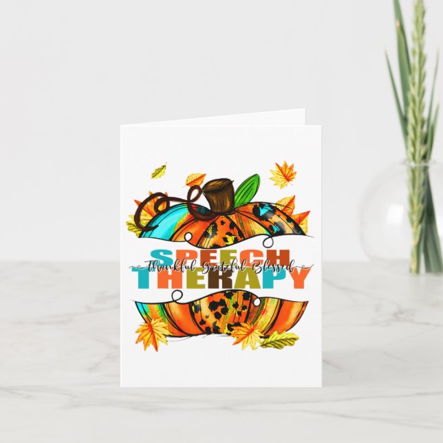 Speech Therapy Thankful Grateful Blessed Autumn Fa Card (Front)