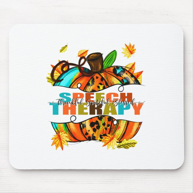 Speech Therapy Thankful Grateful Blessed Autumn Fa Mouse Pad (Front)