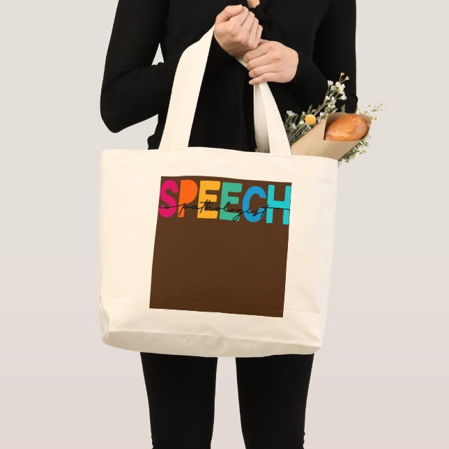 Speech Therapy Therapist SLP LIFE Squad Speech Large Tote Bag (Front (Product))
