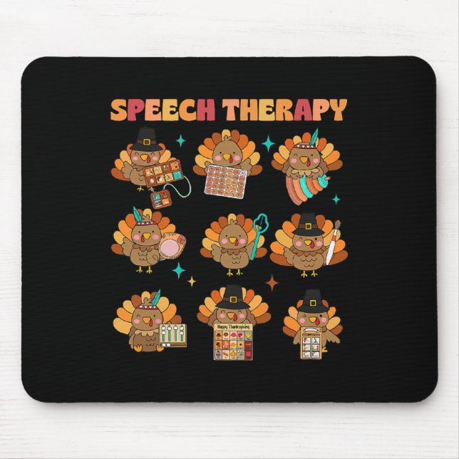 Speech Therapy Turkey Slp Speech Therapist Fall Th Mouse Pad (Front)