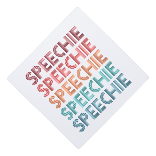 Speechie Retro Speech Pathology Pathologist SLP Graduation Cap Topper (Front)