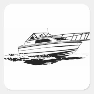 Speed Boat Cruiser Square Sticker