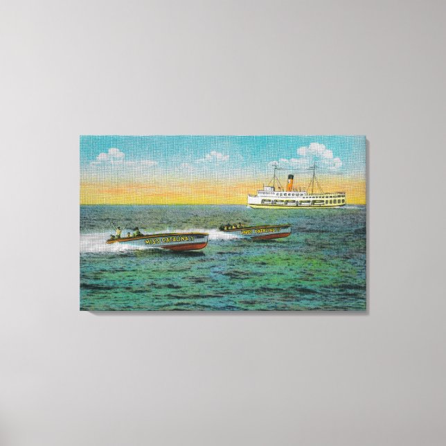 Speed Boating in Catalina Island, California Canvas Print (Front)