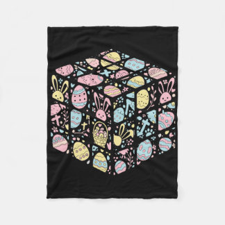 Speed Cube Bunny Easter Egg Easter Day Boys Mens K Fleece Blanket