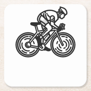 speed cyclist square paper coaster