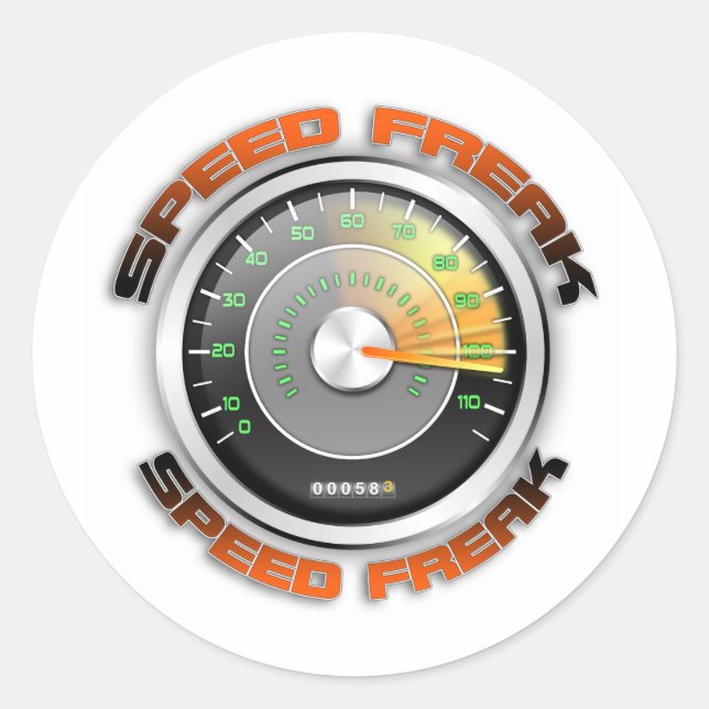 Speed Freak Odometer Classic Round Sticker (Front)