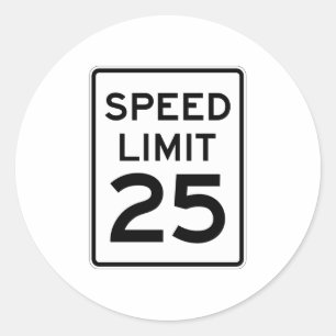 Speed Limit 25 MPH Sign Classic Round Sticker