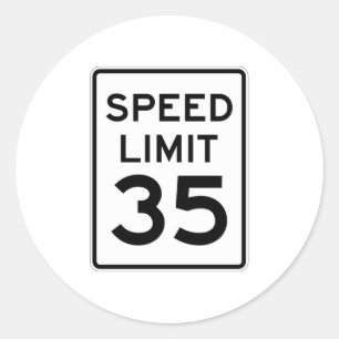 Speed Limit 35 MPH Sign Classic Round Sticker