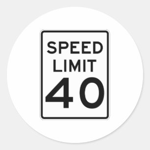 Speed Limit 40 MPH Sign Classic Round Sticker