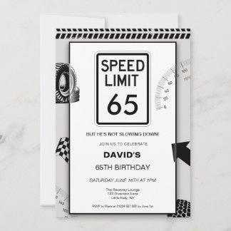 Speed Limit 65th Birthday Invitation