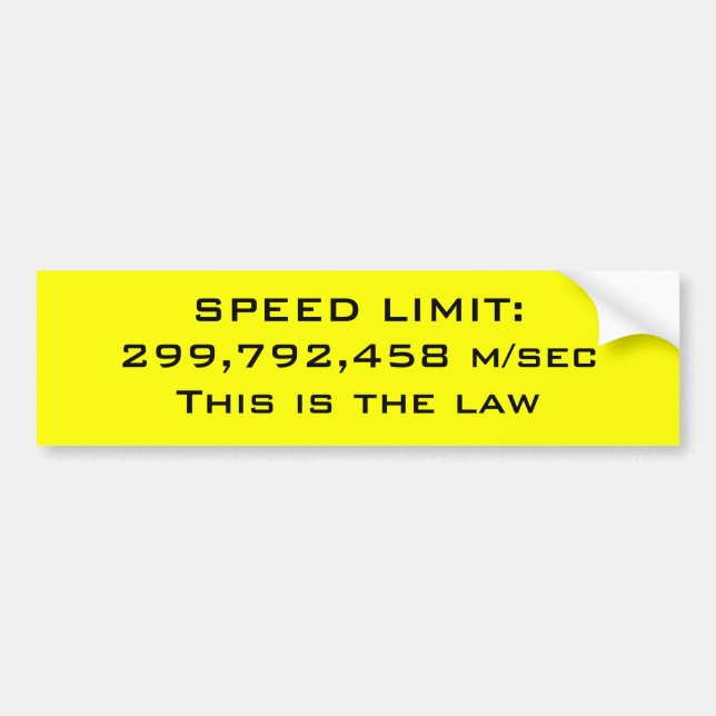 Speed limit bumper sticker (Front)