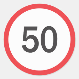 Speed limit fifty classic round sticker