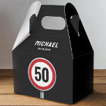 Speed limit road sign with CUSTOM AGE birthday Favor Box<br><div class="desc">Customise your age for the perfect cars and drivers themed birthday party. Red round traffic speed sign with a modern graphic style.
Please check the matching collection for COORDINATING ITEMS.
Original artworks by PUPSIKU STUDIO. 100% unique product</div>