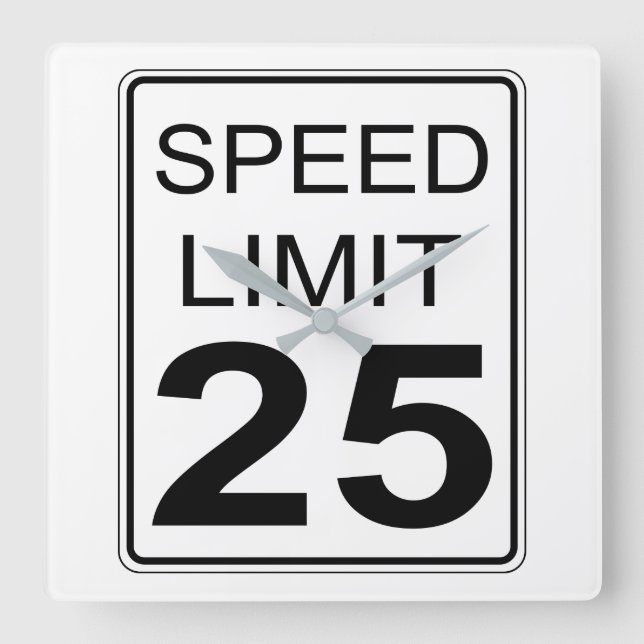 Speed Limit Square Wall Clock (Front)
