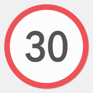 Speed limit thirty classic round sticker