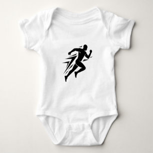 Speed Runner Silhouette Athletic Sports Design Baby Bodysuit