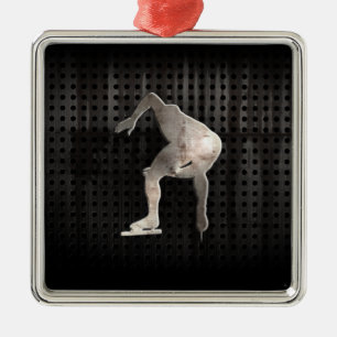 Speed Skater; Cool Metal Ornament