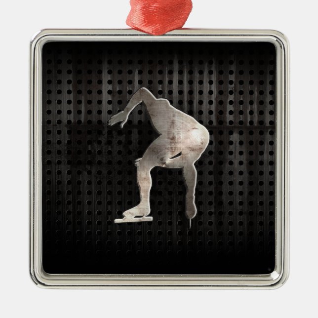 Speed Skater; Cool Metal Ornament (Front)