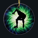 Speed Skater Gift Ceramic Ornament<br><div class="desc">You will love this futuristic glowing neon green & blue Cool Speed Skater Gift design. Great for personalized gifts! Available on tee shirts, smart phone cases, mousepads, keychains, posters, cards, electronic covers, computer laptop / notebook sleeves, caps, mugs, and more! Visit our site for a custom gift case for Samsung...</div>