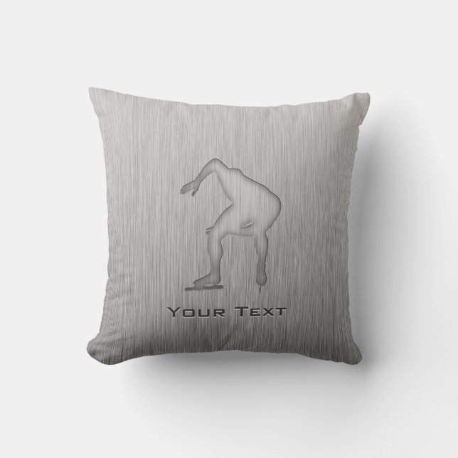 Speed Skater; Metal-look Throw Pillow (Front)