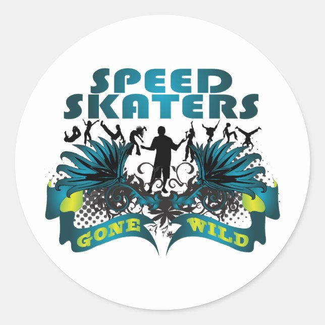 Speed Skaters Gone Wild Classic Round Sticker (Front)