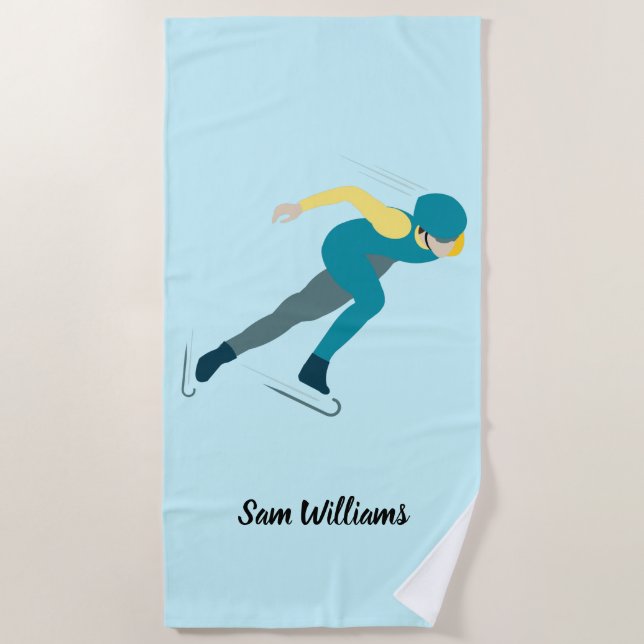 Speed Skating Beach Towel (Front)
