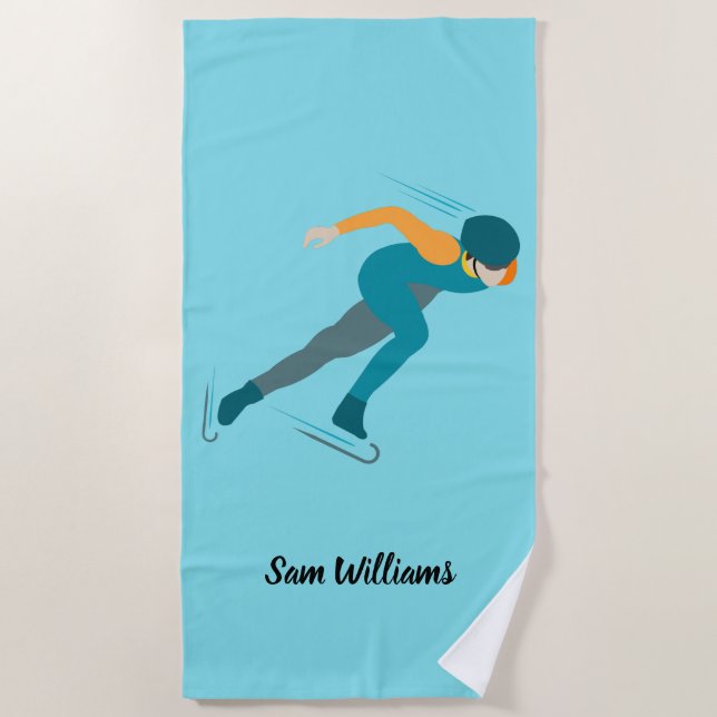 Speed Skating Beach Towel (Front)