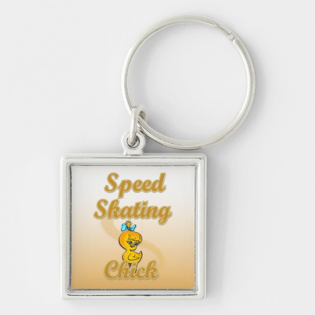 Speed Skating Chick Keychain (Front)