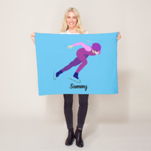 Speed Skating Fleece Blanket