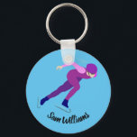 Speed Skating Keychain<br><div class="desc">Speed skating design with customisable text.</div>