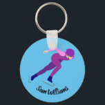 Speed Skating Keychain<br><div class="desc">Speed skating design with customisable text.</div>