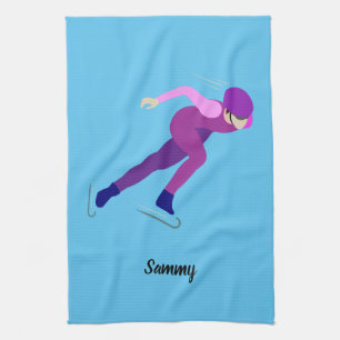 Speed Skating Kitchen Towel