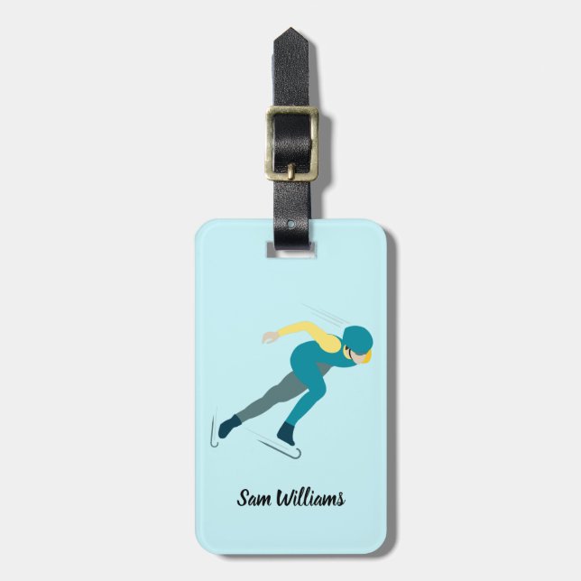 Speed Skating Luggage Tag (Front Vertical)