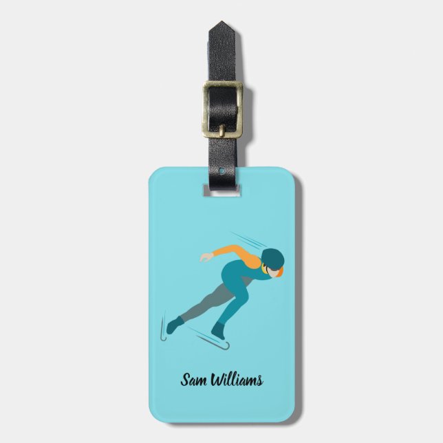 Speed Skating Luggage Tag (Front Vertical)