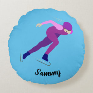 Speed Skating Round Pillow
