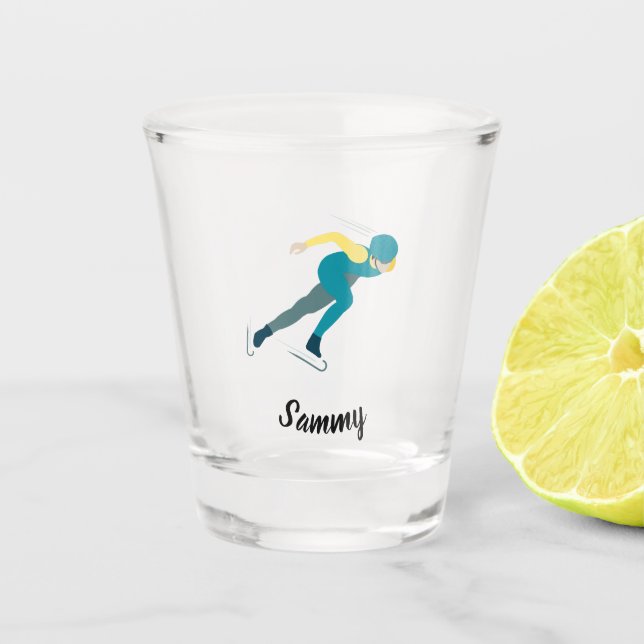 Speed Skating Shot Glass (Front)