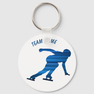 Speed skating team keychain blue